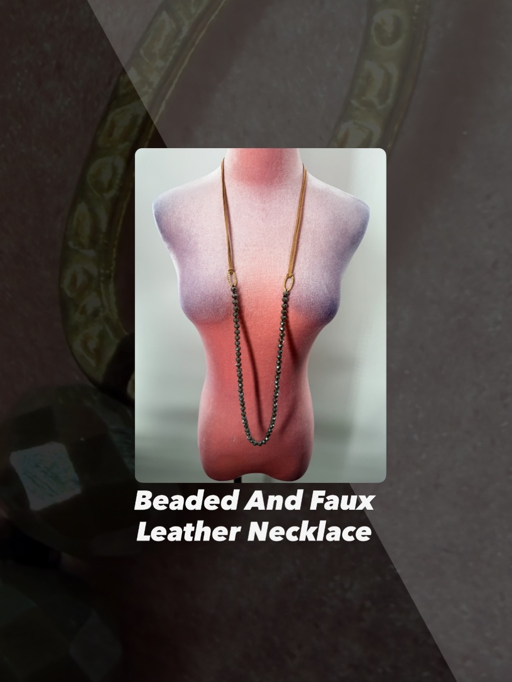 EUC Beaded And Faux Leather Necklace